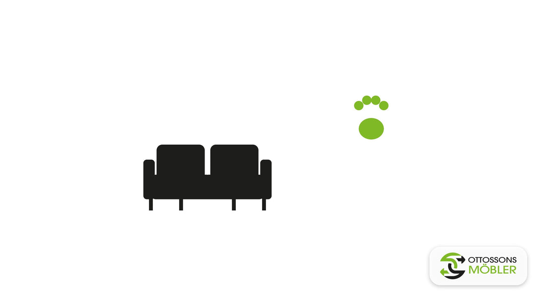 Soffa med tassavtryck – illustration: begagnade möbler när man har husdjur