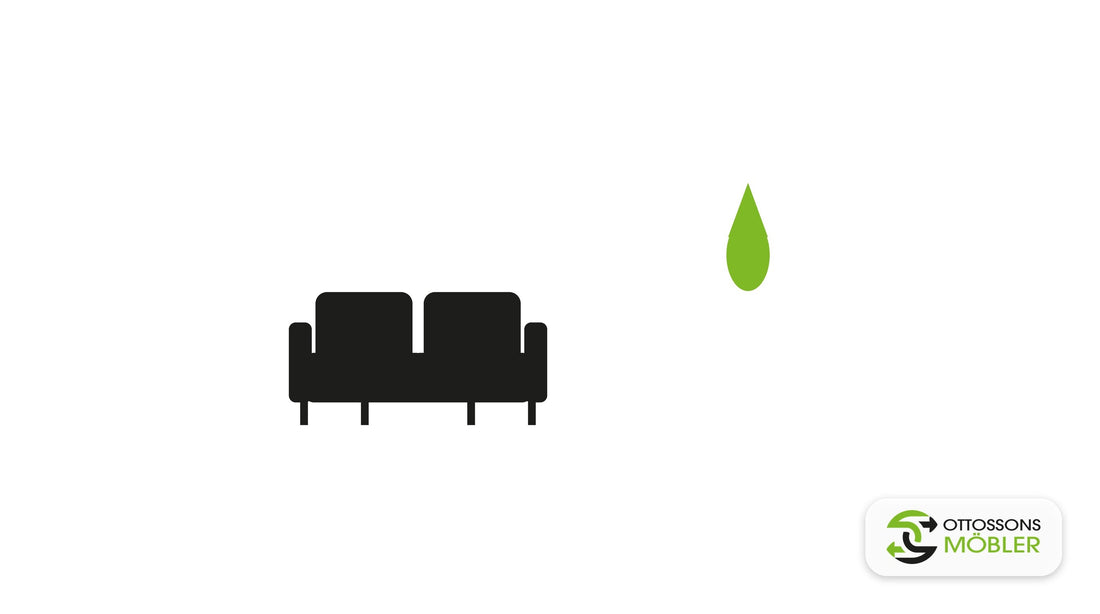 Soffa och droppe – illustration till kompletta guiden om möbelvård för begagnad soffa