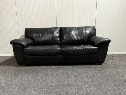Tvåsitsig svart lädersoffa