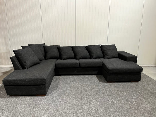 Stor svart U-Soffa