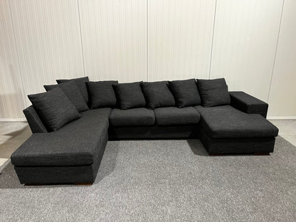 Stor svart U-Soffa