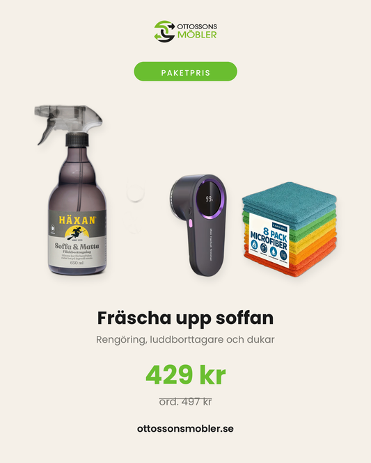 Paket för att fräscha upp soffan med Häxan Soffa och Matta, luddborttagare och mikrofiberdukar