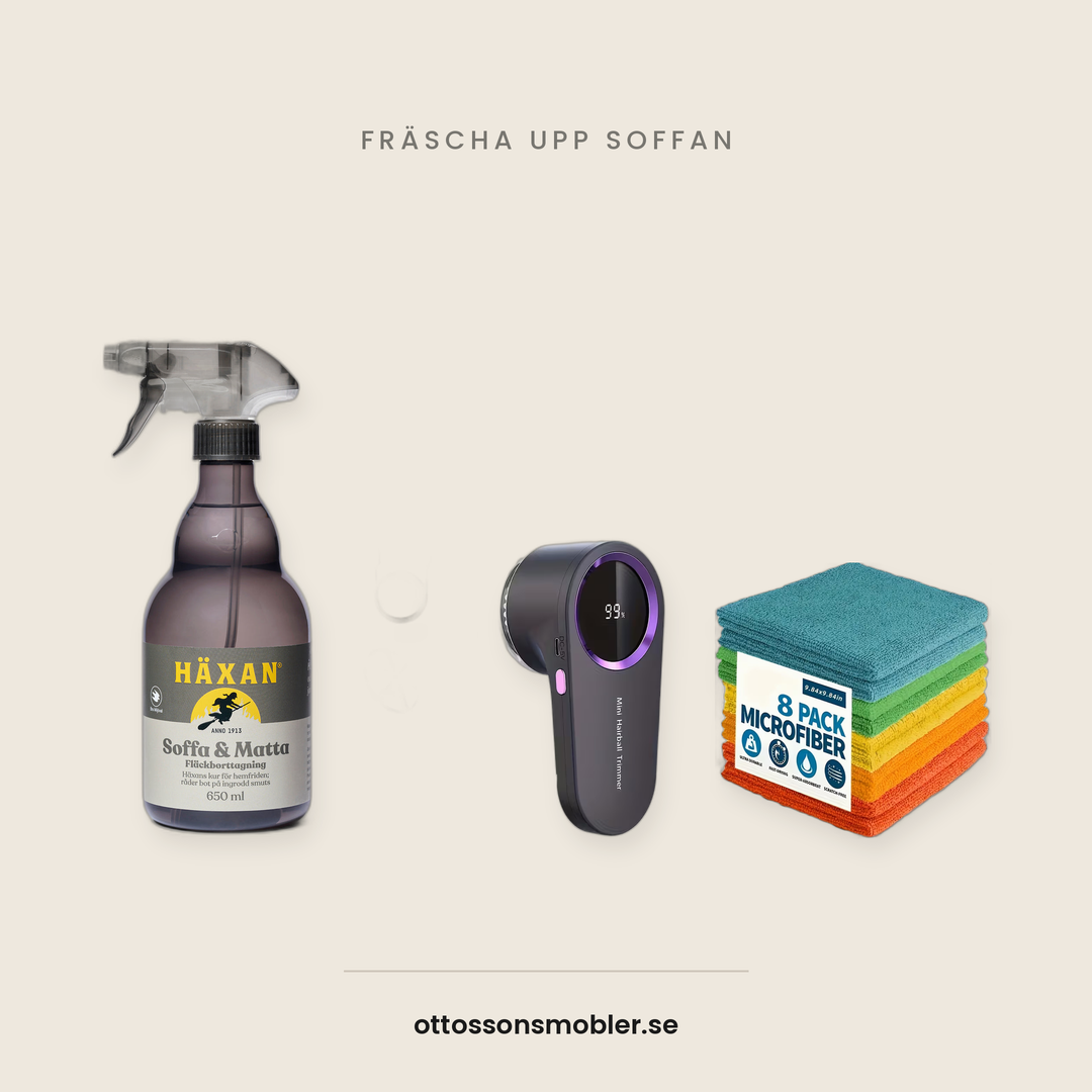 Häxan Soffa och Matta spray, elektrisk luddborttagare och mikrofiberdukar i 8-pack